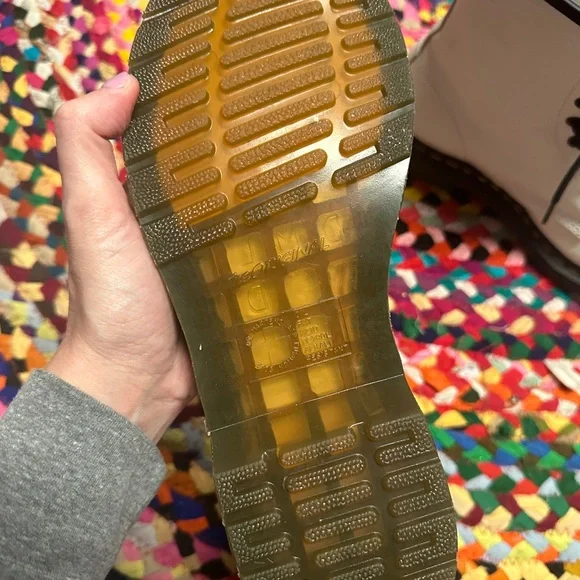 Women's DR.MARTENS White 1460 Smooth Leather Lace Up Boots Size 9 - Picture 6 of 13